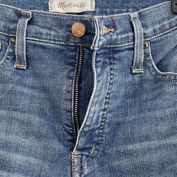 Madewell SZ 26 - 10" High-Rise Skinny Jeans Drop Step Hem Distressed Medium Wash - Picture 9 of 12